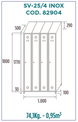 Taquillas inoxidables; taquilla de acero inoxidable con puerta entera.